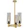Crown Point 18"W 3 Light Brushed Brass Stemmed Pendant w/ Smoke Shade