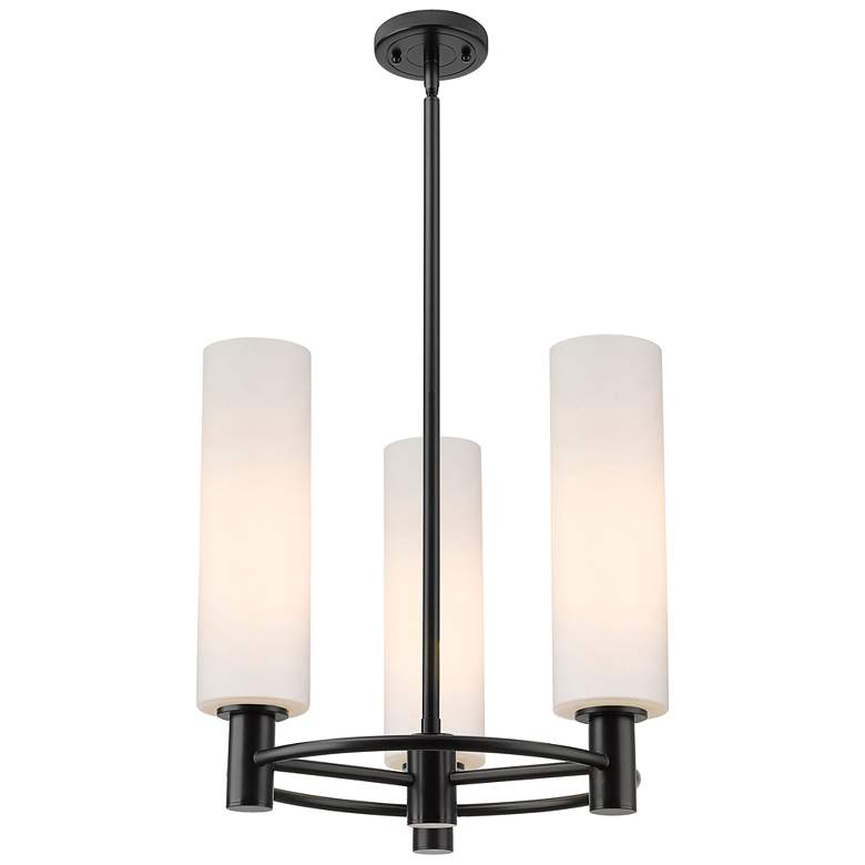 Image 1 Crown Point 18"W 3 Light Matte Black Stem Hung Pendant w/ Matte White
