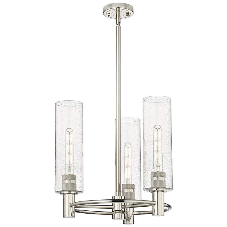 Image 1 Crown Point 18"W 3 Light Polished Nickel Stem Hung Pendant With Seedy