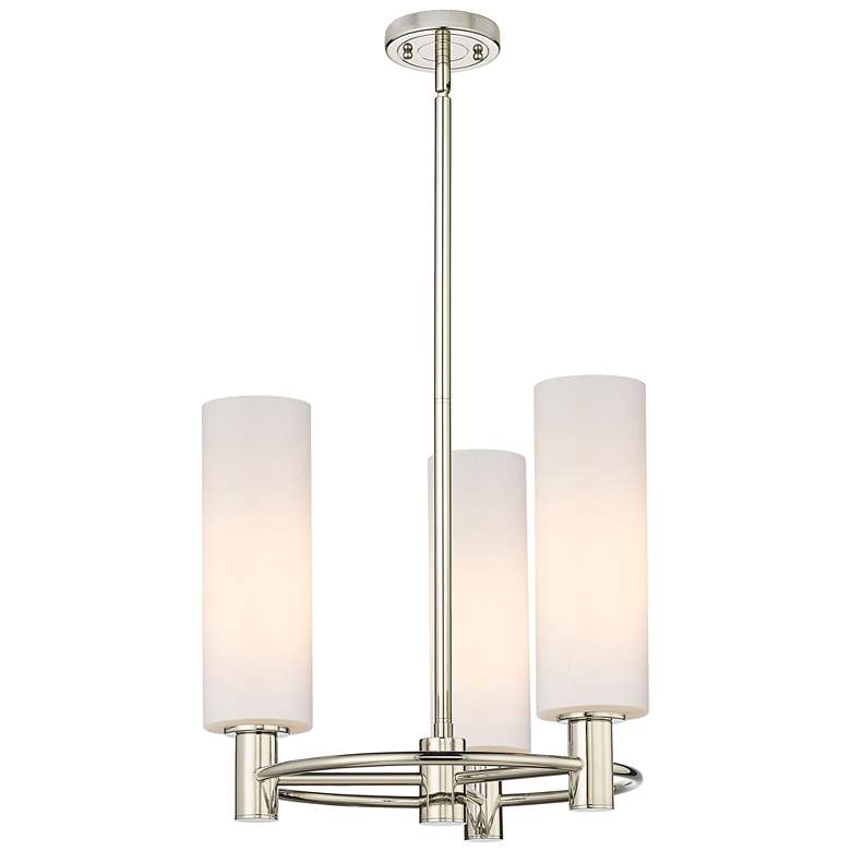 Image 1 Crown Point 18"W 3 Light Polished Nickel Stemmed Pendant w/ White Shad