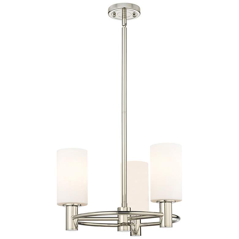 Image 1 Crown Point 18"W 3 Light Polished Nickel Stemmed Pendant w/ White Shad