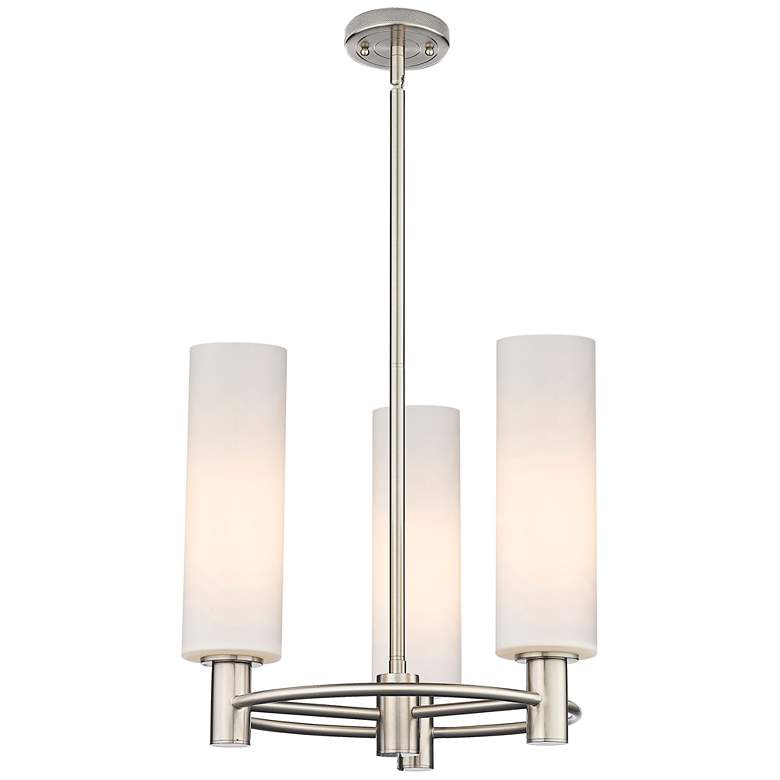 Image 1 Crown Point 18"W 3 Light Satin Nickel Stemmed Pendant w/ Matte White S