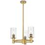 Crown Point 18"W 3 Light Stem Hung Brushed Brass Pendant With Seedy Sh
