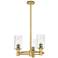 Crown Point 18"W 3 Light Stem Hung Brushed Brass Pendant With Seedy Sh