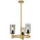 Crown Point 18"W 3 Light Stem Hung Brushed Brass Pendant With Smoke Sh