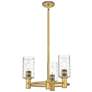 Crown Point 18"W 3 Light Stem Hung Brushed Brass Pendant With Swirl Sh