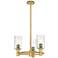 Crown Point 18"W 3 Light Stem Hung Brushed Brass Pendant With Swirl Sh