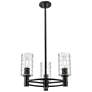 Crown Point 18"W 3 Light Stem Hung Matte Black Pendant With Swirl Shad