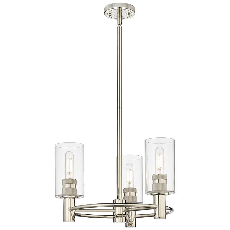 Image 1 Crown Point 18"W 3 Light Stem Hung Polished Nickel Pendant With Clear