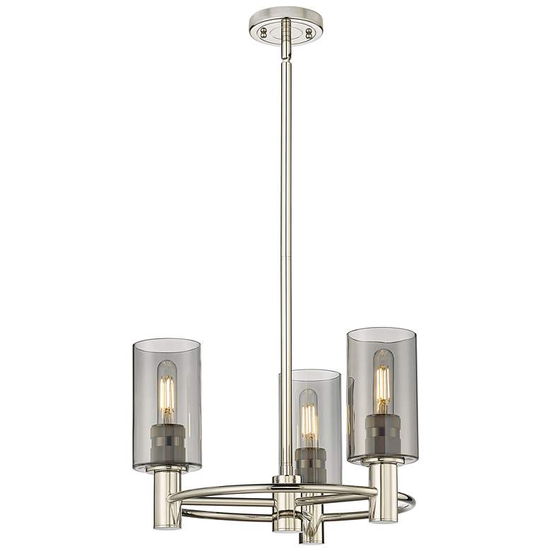 Image 1 Crown Point 18"W 3 Light Stem Hung Polished Nickel Pendant With Smoke