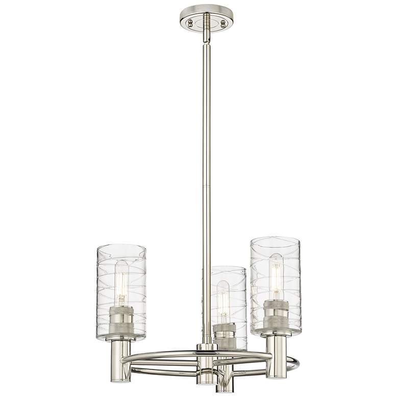Image 1 Crown Point 18"W 3 Light Stem Hung Polished Nickel Pendant With Swirl