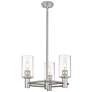 Crown Point 18"W 3 Light Stem Hung Satin Nickel Pendant With Clear Sha
