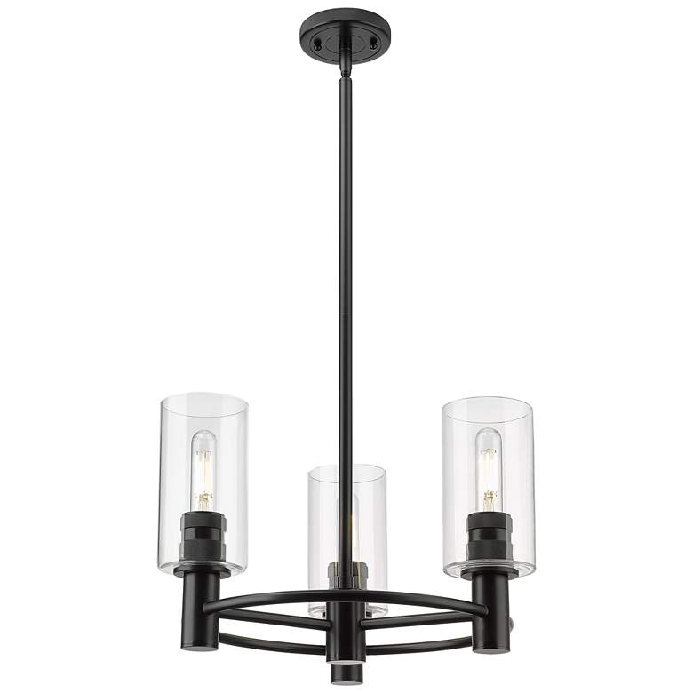 Image 1 Crown Point 18"W Matte Black 3-Light Pendant w/ Clear Glass