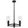 Crown Point 18"W Matte Black 3-Light Pendant w/ Clear Glass