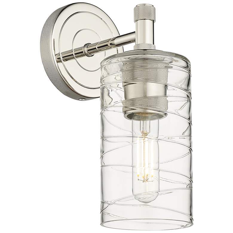 Image 1 Crown Point 19.5" High Polished Nickel Sconce With Deco Swirl Shade