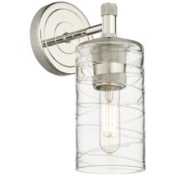 Crown Point 19.5" High Polished Nickel Sconce With Deco Swirl Shade