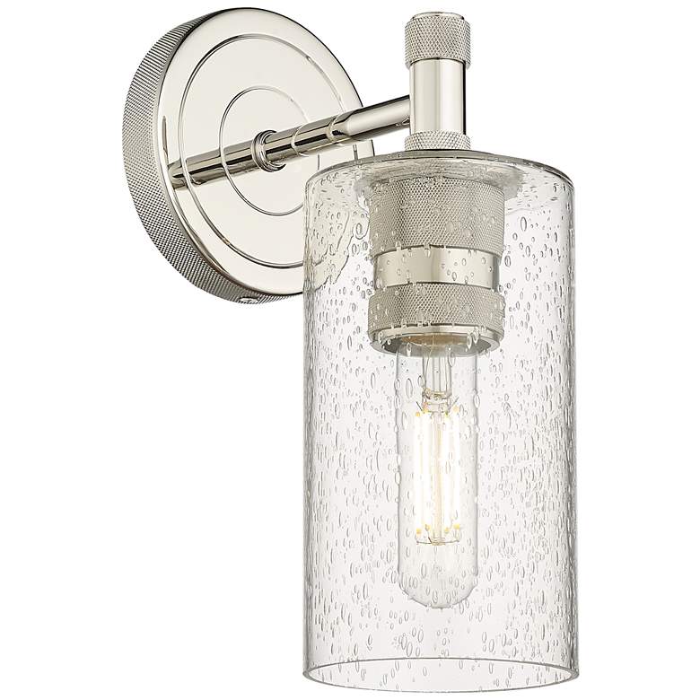 Image 1 Crown Point 20.5" High Polished Nickel Sconce With Seedy Shade