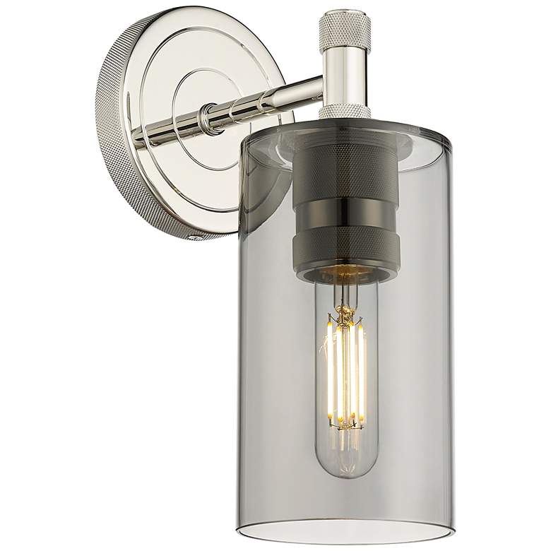 Image 1 Crown Point 21.5" High Polished Nickel Sconce With Smoke Shade
