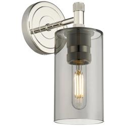 Crown Point 21.5" High Polished Nickel Sconce With Smoke Shade