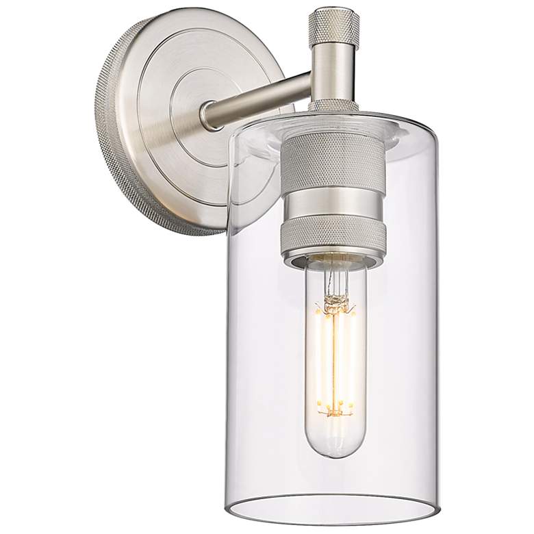 Image 1 Crown Point 22.5" High Satin Nickel Sconce With Clear Shade
