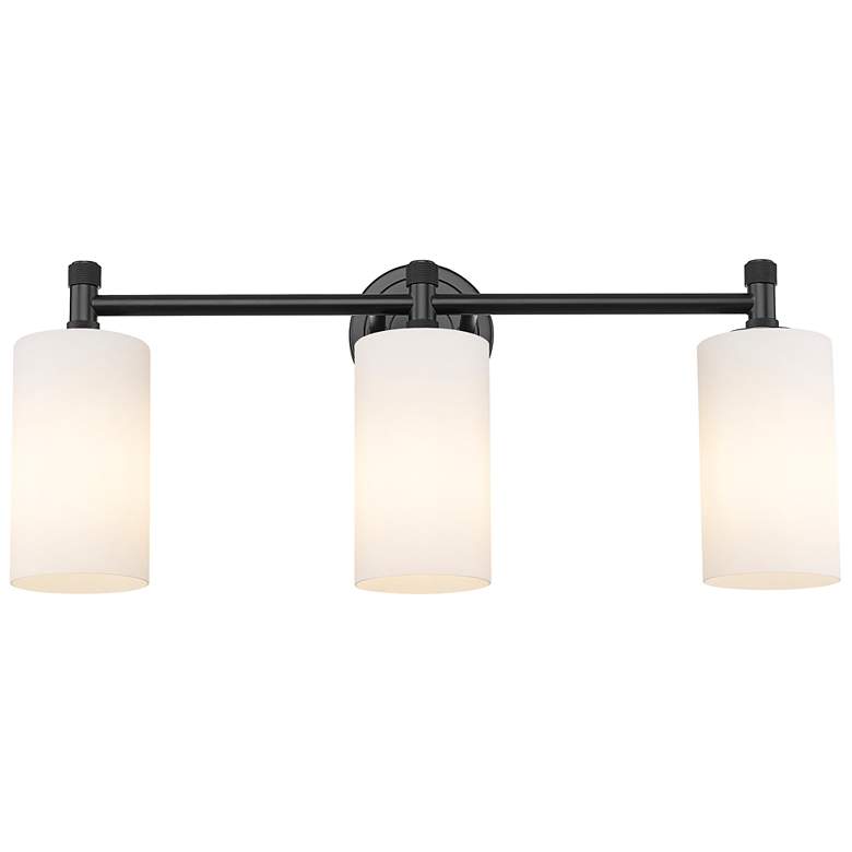 Image 1 Crown Point 23.88"W 3 Light Matte Black Bath Light With Matte White Sh