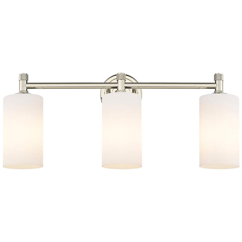 Image 1 Crown Point 23.88"W 3 Light Polished Nickel Bath Light w/ Matte White