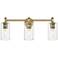 Crown Point 24" Wide 3 Light Brushed Brass Bath Light With Clear Shade
