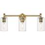 Crown Point 24" Wide 3 Light Brushed Brass Bath Light With Clear Shade