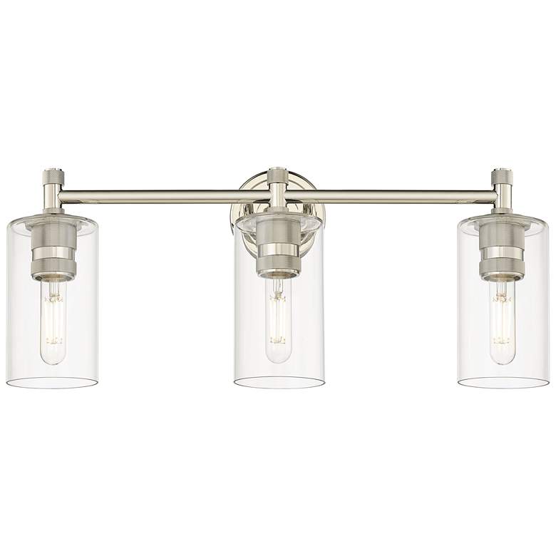 Image 1 Crown Point 24 inch Wide 3 Light Polished Nickel Bath Light With Clear Sha