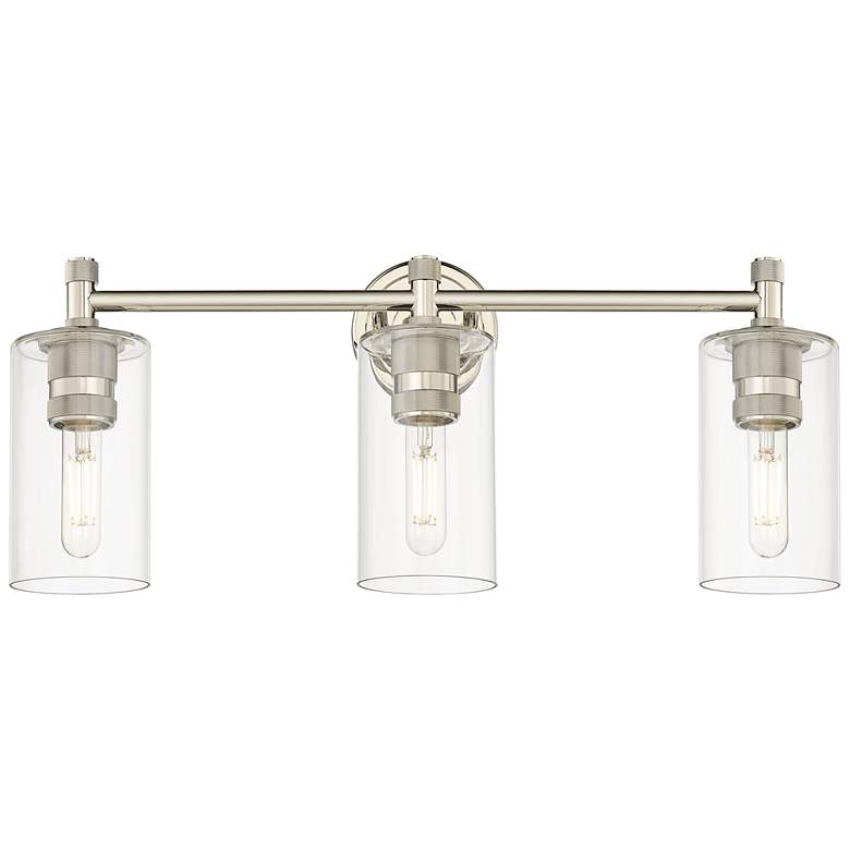 Image 1 Crown Point 24" Wide 3 Light Polished Nickel Bath Light With Clear Sha