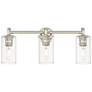 Crown Point 24" Wide 3 Light Polished Nickel Bath Light With Clear Sha