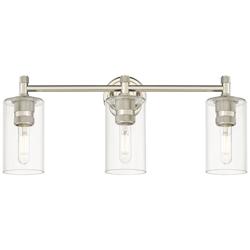 Crown Point 24&quot; Wide 3 Light Polished Nickel Bath Light With Clear Sha