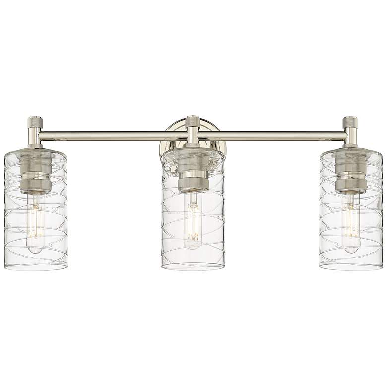 Image 1 Crown Point 24" Wide 3 Light Polished Nickel Bath Light With Swirl Sha