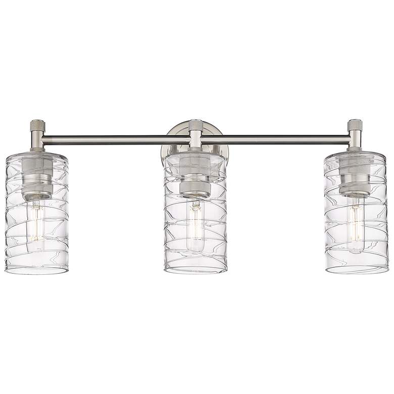 Image 1 Crown Point 24" Wide 3 Light Satin Nickel Bath Light With Deco Swirl S