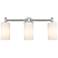 Crown Point 24" Wide 3 Light Satin Nickel Bath Light With White Shade