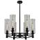 Crown Point 24"W 6 Light Black Stemmed Chandelier w/ Smoke Shade