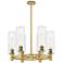 Crown Point 24"W 6 Light Brushed Brass Stem Hung Chandelier w/ Clear S