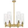 Crown Point 24"W 6 Light Brushed Brass Stem Hung Chandelier w/ Seedy S