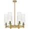 Crown Point 24"W 6 Light Brushed Brass Stem Hung Chandelier w/ Seedy S