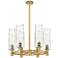Crown Point 24"W 6 Light Brushed Brass Stemmed Chandelier w/ Swirl Sha
