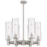 Crown Point 24"W 6 Light Satin Nickel Stem Hung Chandelier With Clear 