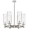 Crown Point 24"W 6 Light Satin Nickel Stem Hung Chandelier With Seedy 
