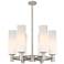Crown Point 24"W 6 Light Satin Nickel Stemmed Chandelier w/ White Shad