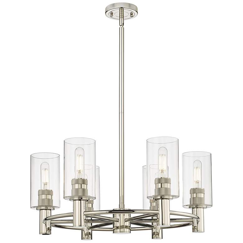 Image 1 Crown Point 24 inchW 6 Light Stemmed Polished Nickel Chandelier w/ Clear S