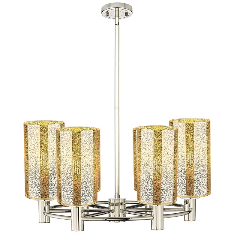 Image 1 Crown Point 24"W 6 Light Nickel Stem Chandelier w/ 7" Mercury Shade