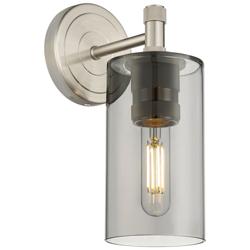 Crown Point 25.5" High Satin Nickel Sconce With Smoke Shade