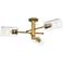 Crown Point 29.4" Wide 3 Light Brushed Brass Flush Mount with Clear Sh