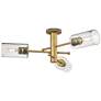 Crown Point 29.4" Wide 3 Light Brushed Brass Flush Mount with Seedy Sh