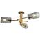 Crown Point 29.4" Wide 3 Light Brushed Brass Flush Mount with Smoke Sh