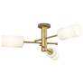 Crown Point 29.4" Wide 3 Light Brushed Brass Flush Mount with White Sh